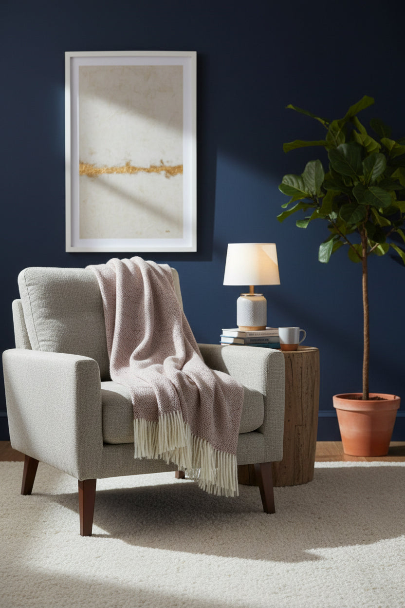 Bronte By Moon Donegal Pure New Wool Throw, Rose