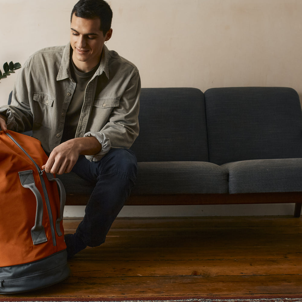 Roka London Heathrow Duffel  Bag, Burnt Orange (Recycled Nylon)