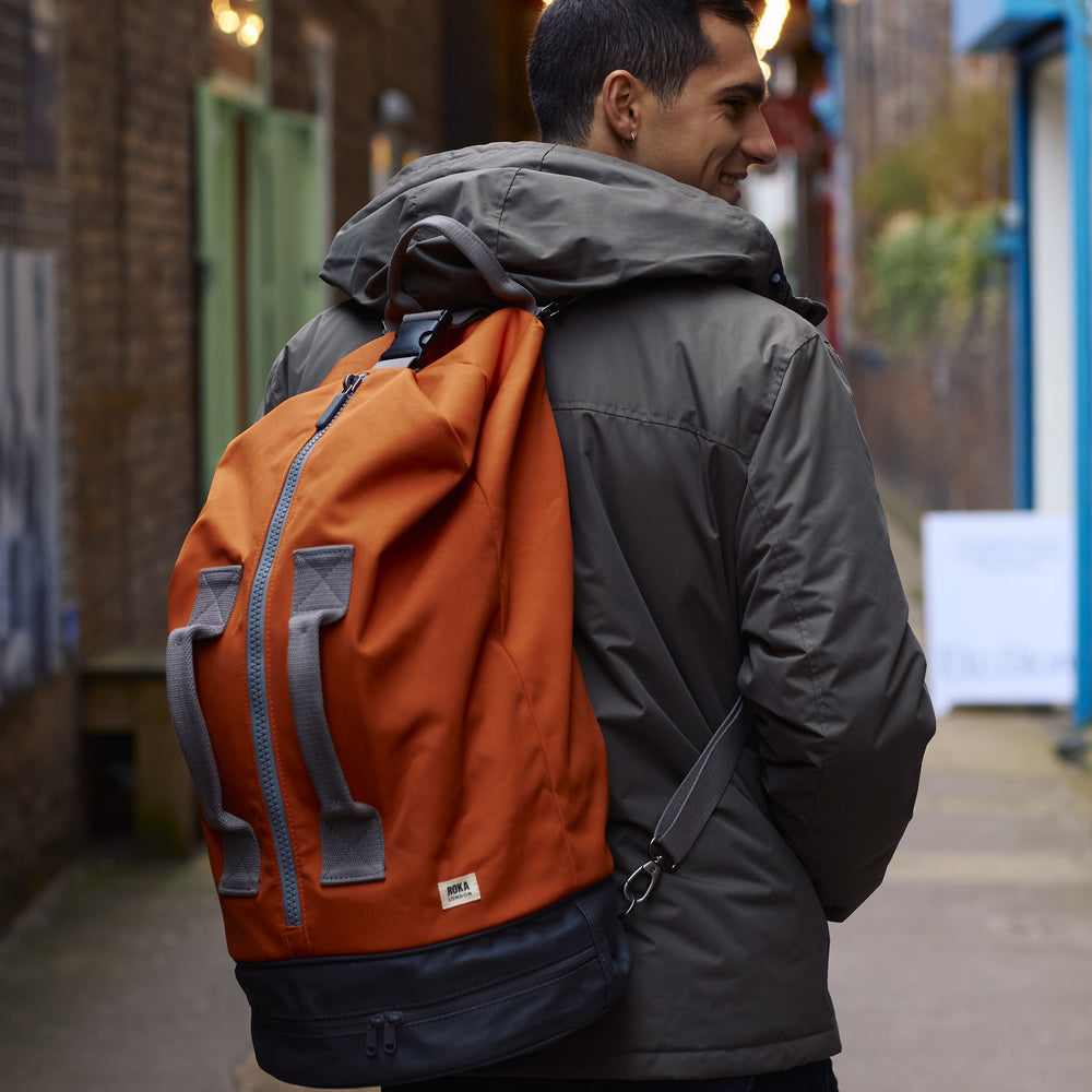 Roka London Heathrow Duffel  Bag, Burnt Orange (Recycled Nylon)