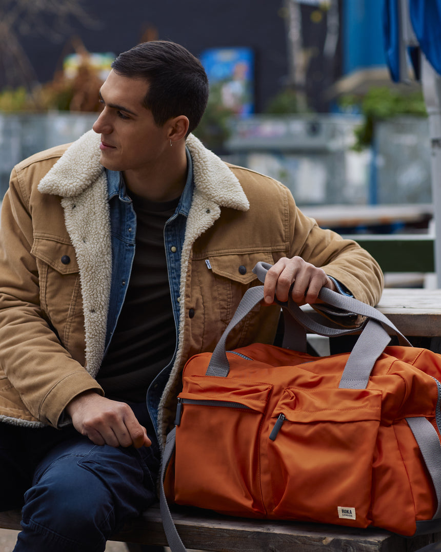Roka London Gatwick Small Duffel Bag, Rooibos (Recycled Canvas)