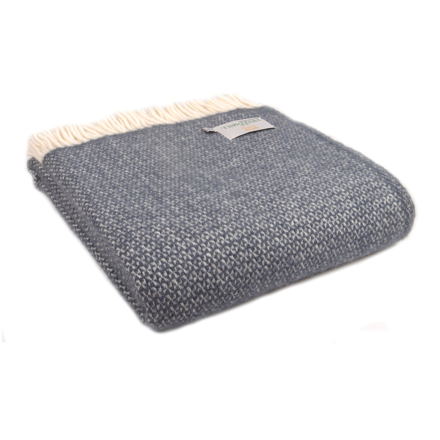 Tweedmill Illusion Pure New Wool Throw Blanket, Blue Slate