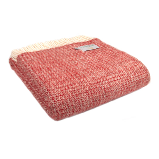 Tweedmill Illusion Pure New Wool Throw Blanket, Red & Silver