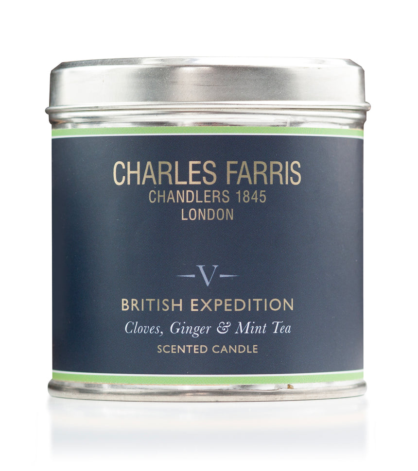 Charles Farris British Expedition Scented Tin Candle, Cloves, Tobacco and Mint Tea