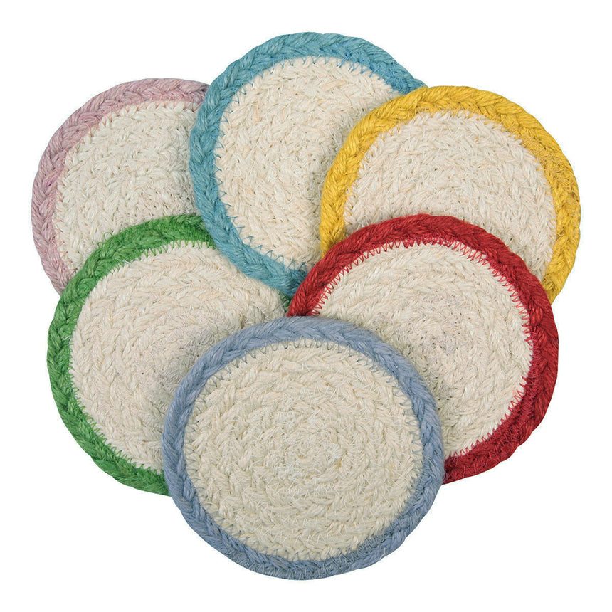 The Braided Rug Company Jute Coasters, Mixed Tulip (Set Of 6)