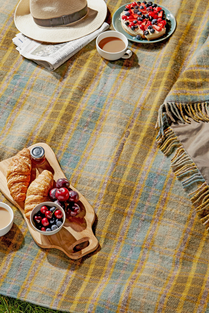 Tweedmill Polo Pure Wool Knitted Picnic Blanket, Cottage Mustard