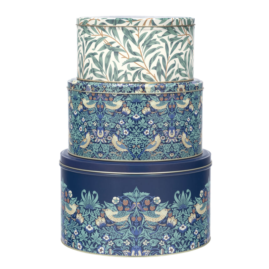 William Morris Round Cake Tins, Strawberry Thief ( Set Of 3 )