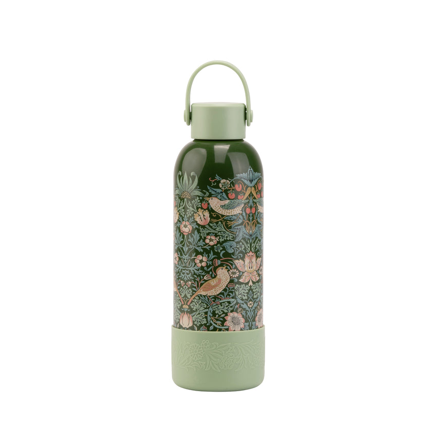 William Morris Strawberry Thief Stainless Steel Water Bottle, Green