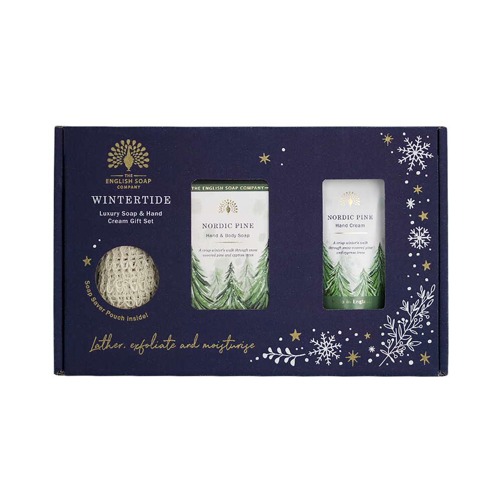 The English Soap Company Wintertide, Nordic pine Luxury Soap & Hand Cream Gift Set