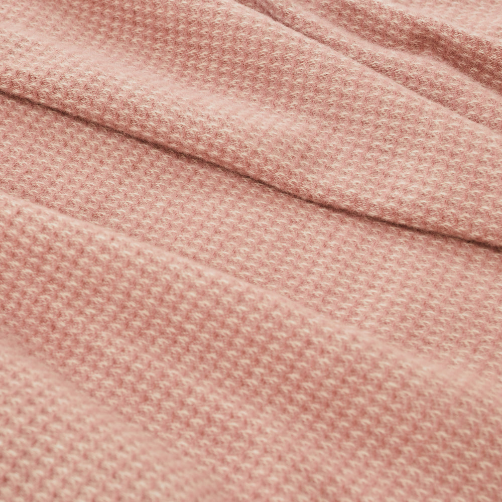 Tweedmill Waffle Pure New Wool Throw Blanket, Dusty Pink