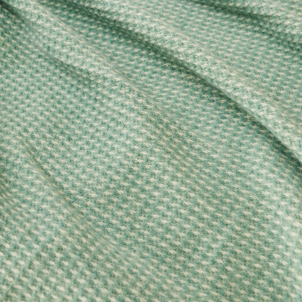 Tweedmill Waffle Pure New Wool Throw Blanket, Sea Green