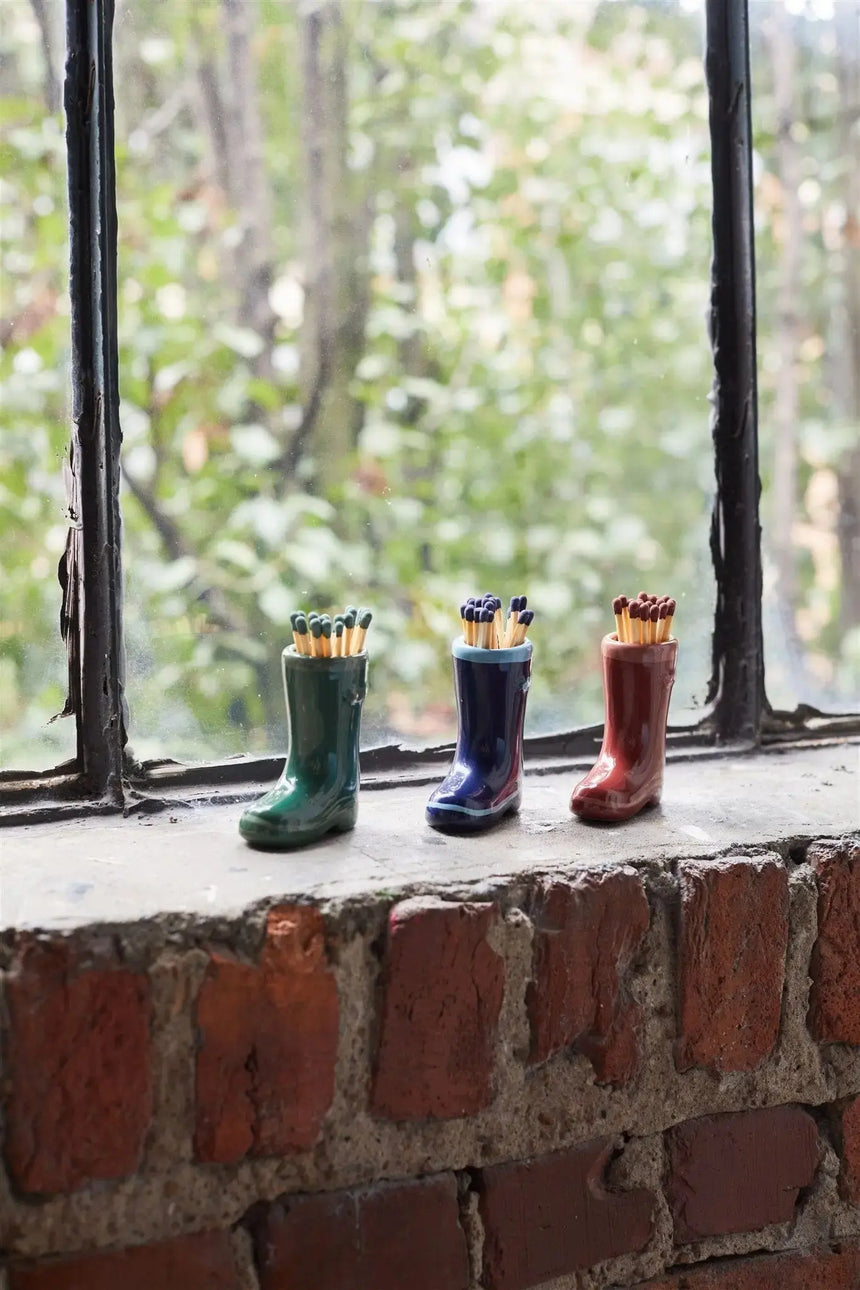 Paddywax Ceramic Wellington Boot Match Holder, Chrome