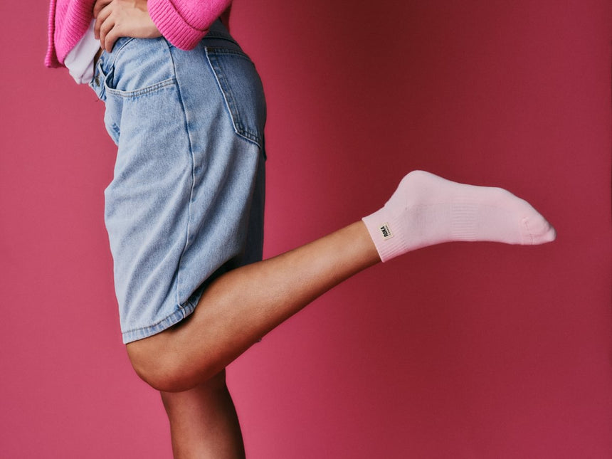 Roka London Wembley Organic Cotton Ankle Socks, Transcendent Pink
