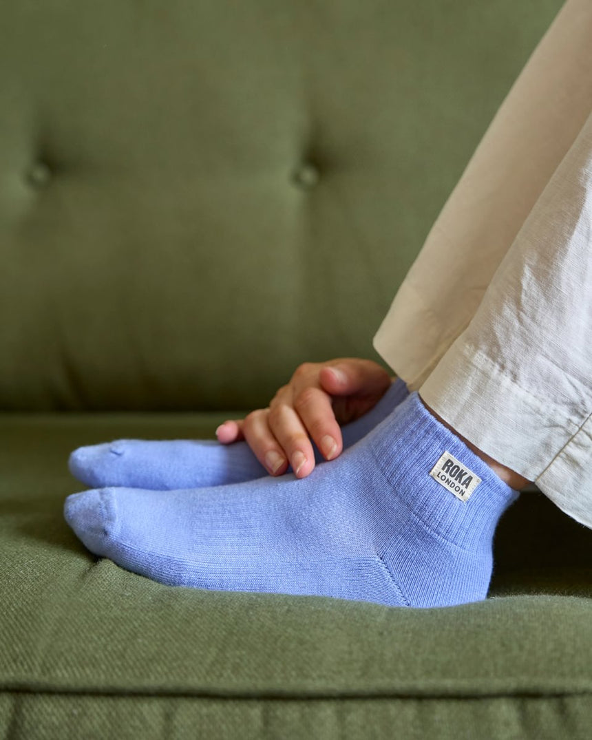 Roka London Wembley Organic Cotton Ankle Socks, Thistle