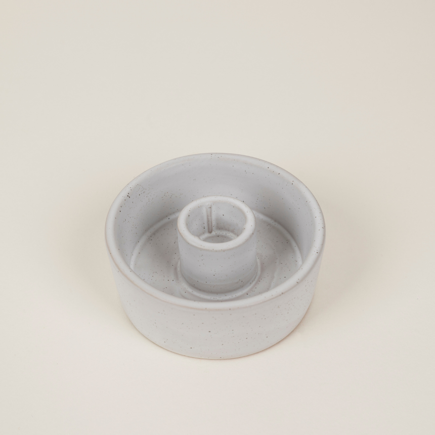St Eval White Speckled candle holder