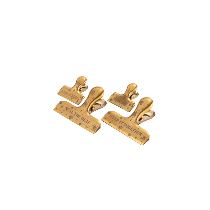 Yvonne Ellen Gold Finished Engraved Bag Clips
