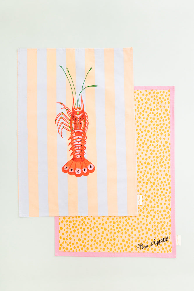 Yvonne Ellen Tea Towels, Lobster (Set Of 2)