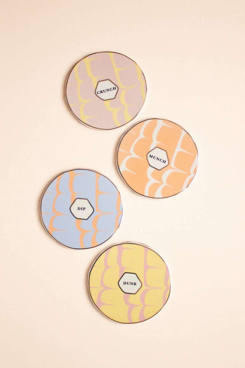 Yvonne Ellen Party Rings Ceramic Coasters, ( Set Of 4 )