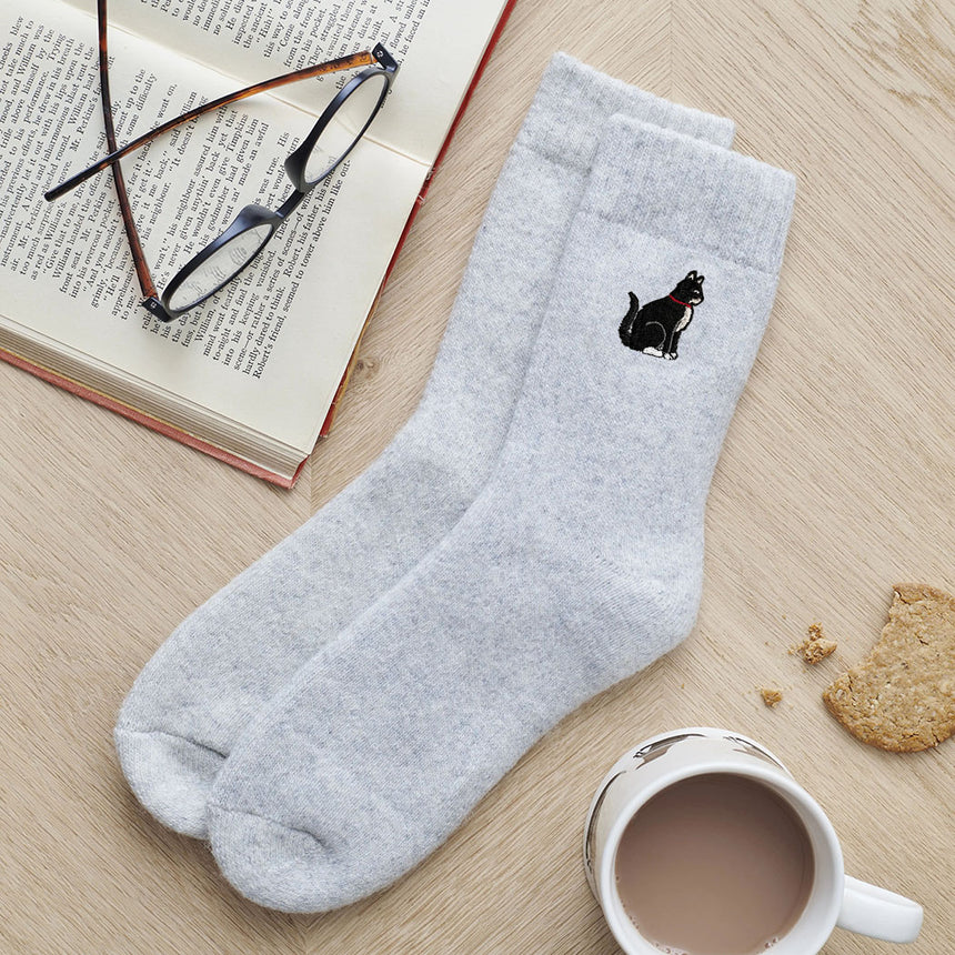 Sweet William Black & White Cat Wool Socks