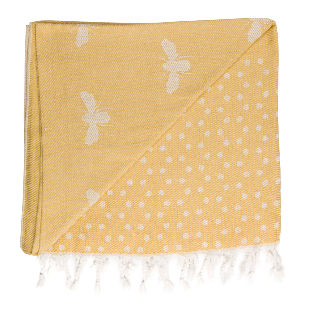 Sophie Allport Cotton Hammam Beach Towel/ Blanket, Bees