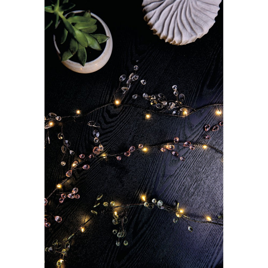 Clear Pink Crystal Blossom LED Fairy Lights (Battery Powered)