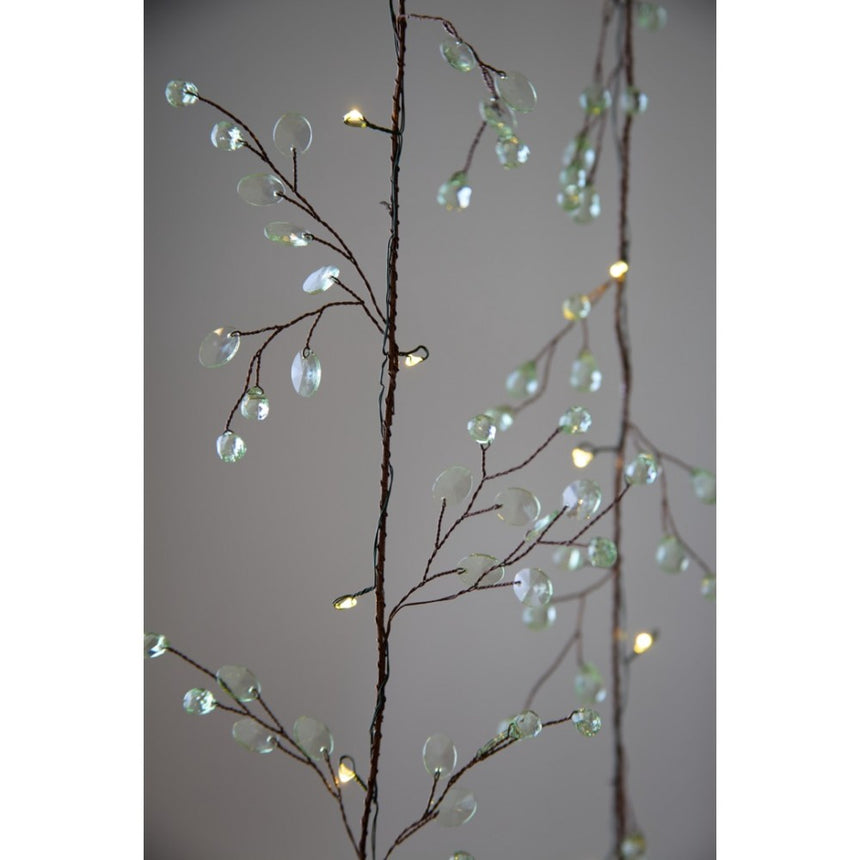 Clear Green Crystal Blossom LED Fairy Lights (Battery Powered)