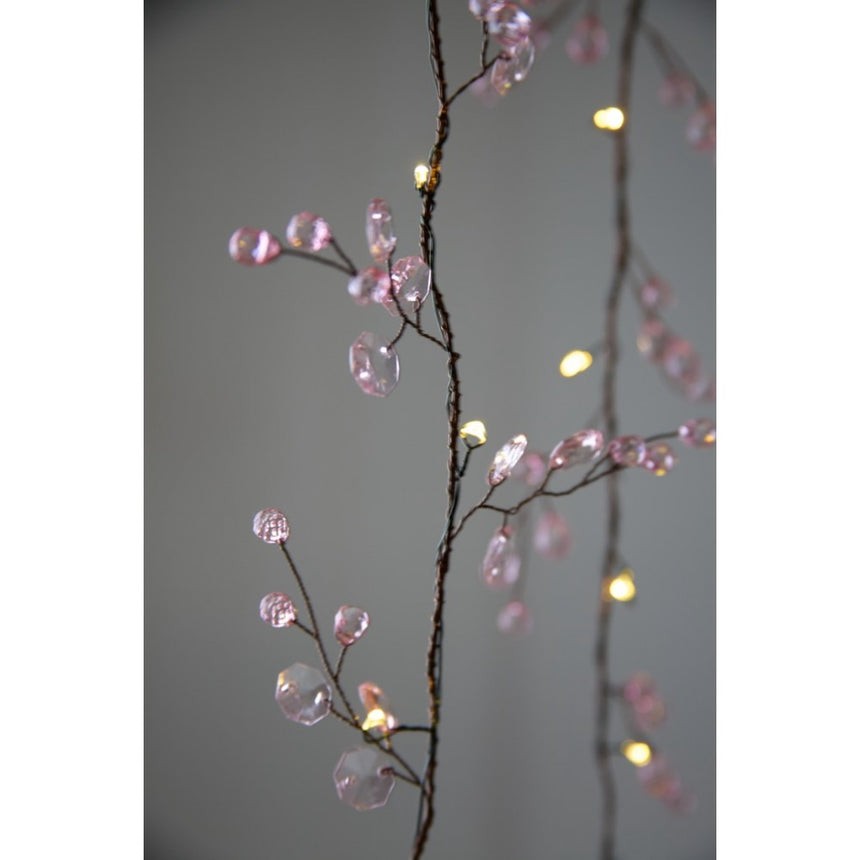 Clear Pink Crystal Blossom LED Fairy Lights (Battery Powered)