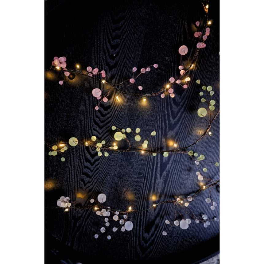 Matt Pink Crystal Blossom LED Fairy Lights (Battery Powered)