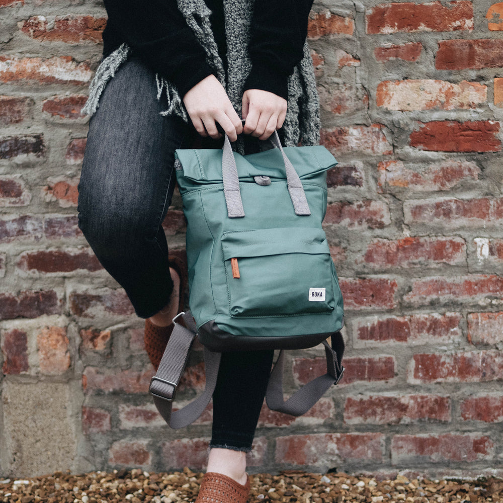 Roka London Canfield B Sustainable Nylon Rucksack, Sage
