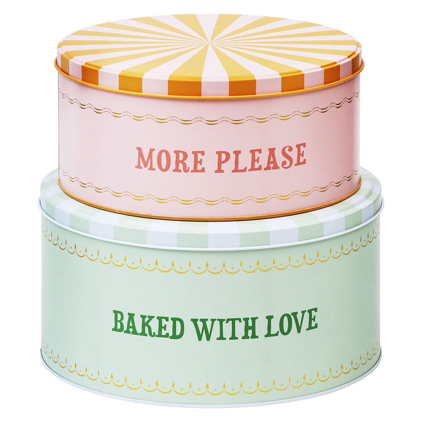 Yvonne Ellen Round Cake Tins, Slogan (Set Of 2 )