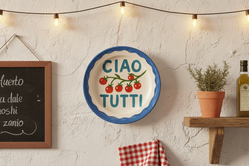 Ciao Tutti Ceramic Dinner Plate By Ms Doodle