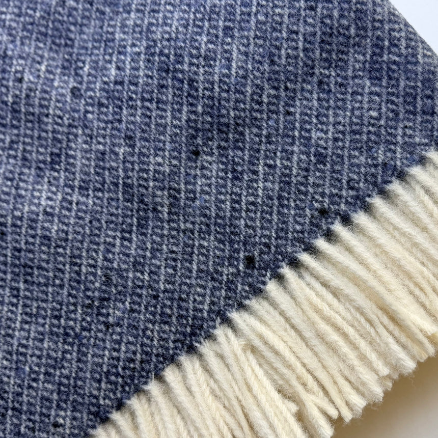 Bronte By Moon Donegal Pure New Wool Throw, Midnight Blue