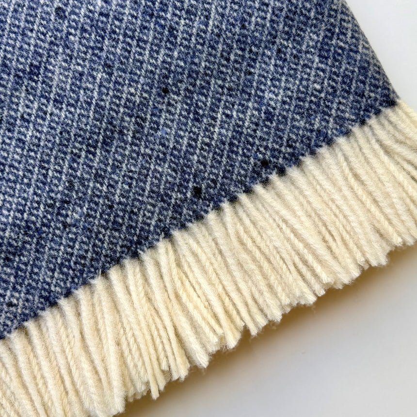Bronte By Moon Donegal Pure New Wool Throw, Midnight Blue