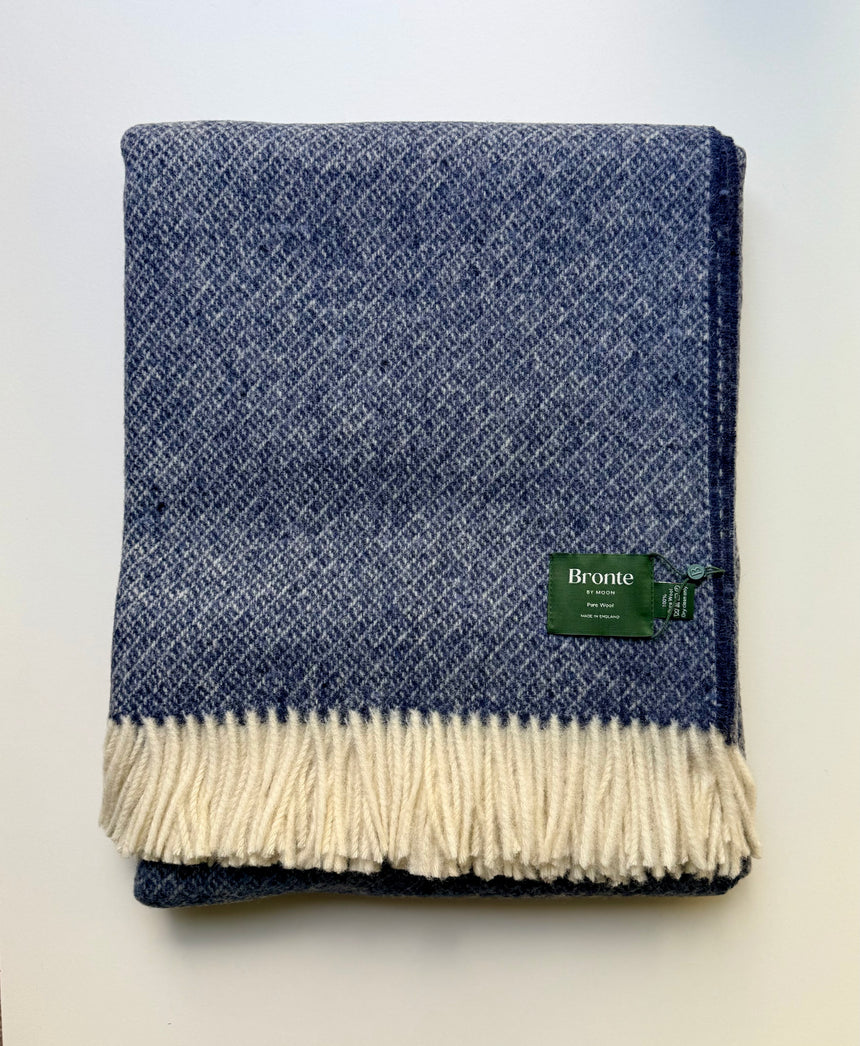 Bronte By Moon Donegal Pure New Wool Throw, Midnight Blue