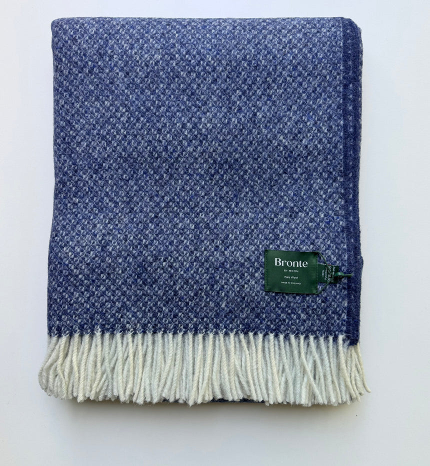Bronte By Moon Donegal Pure New Wool Throw, Navy