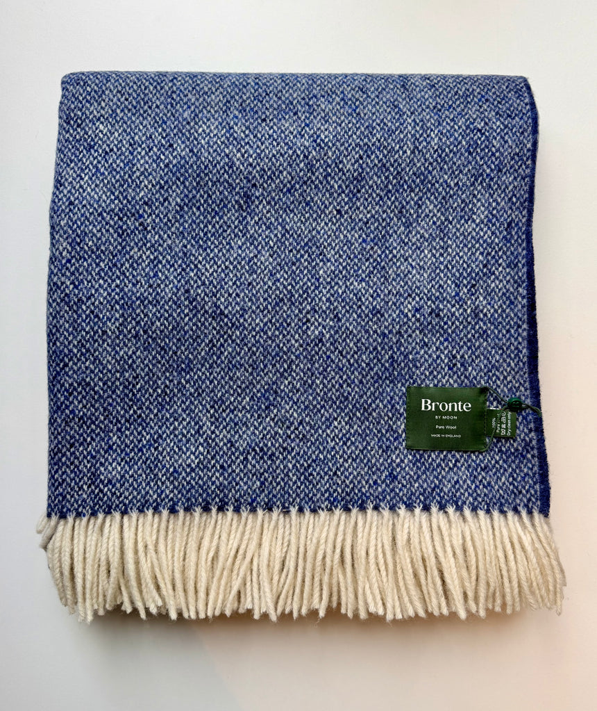 Bronte By Moon Donegal Pure New Wool Throw, Speckled Blue