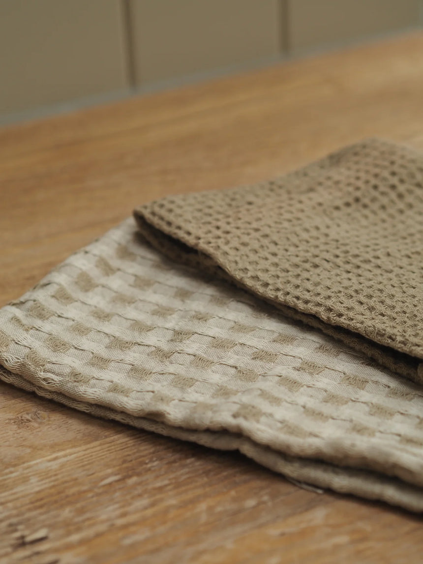 Morgan Wright Luxury Waffle Tea Towel, Taupe ( Set Of 2 )