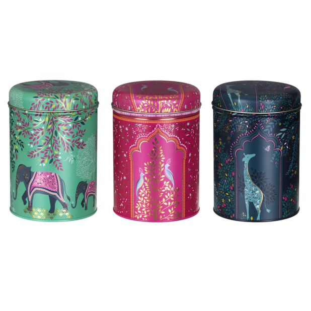 Sara Miller Round Storage Canisters India, Set of 3