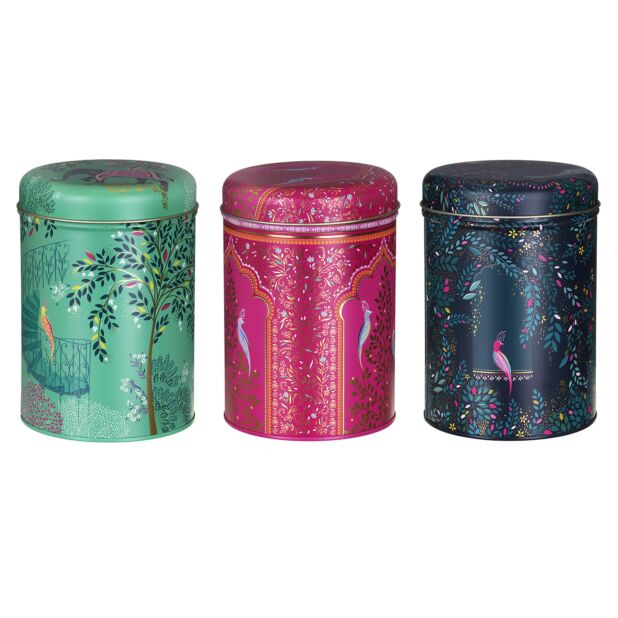 Sara Miller Round Storage Canisters India, Set of 3