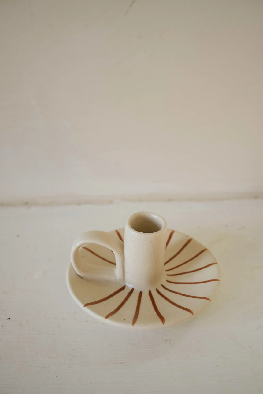Morgan Wright Wee Willy Winkee Ceramic Candle Holder, Ginger Pinstripe
