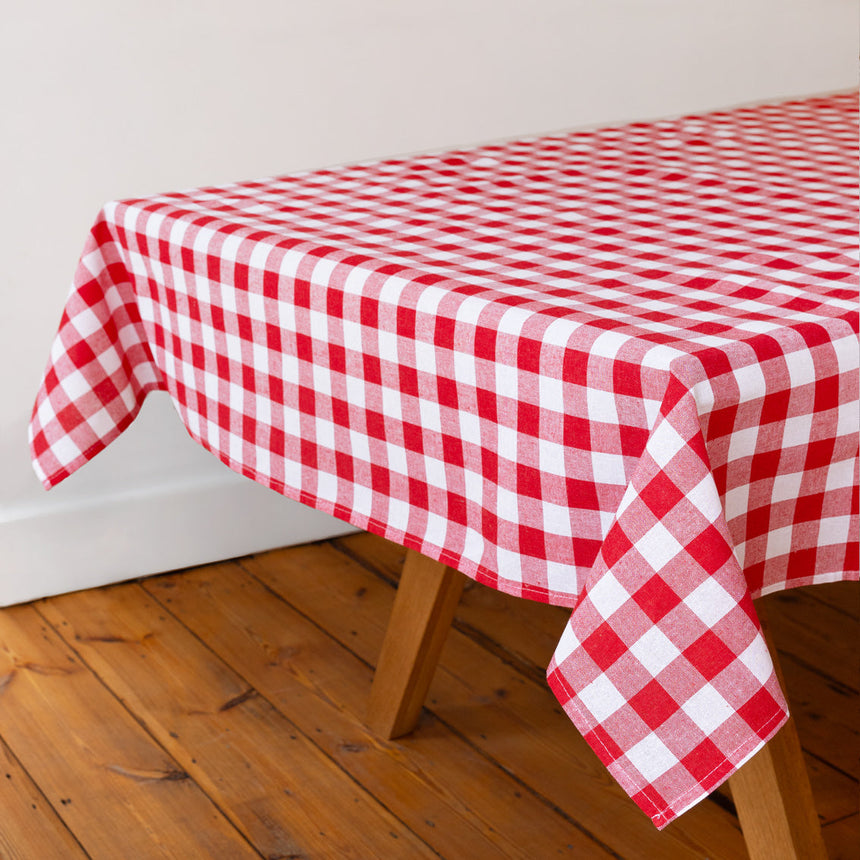 Talking Tables Bon Appetit XL Gingham Cotton Tablecloth, Red