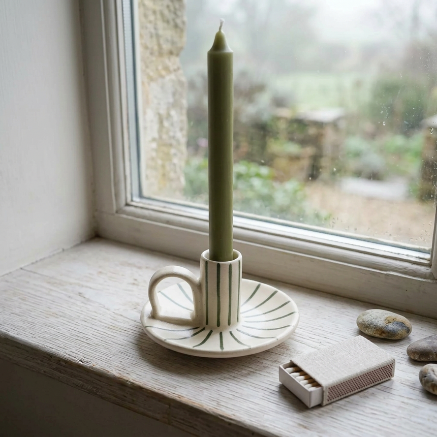 Morgan Wright Wee Willy Winkee Ceramic Candle Holder, Forest Pinstripe