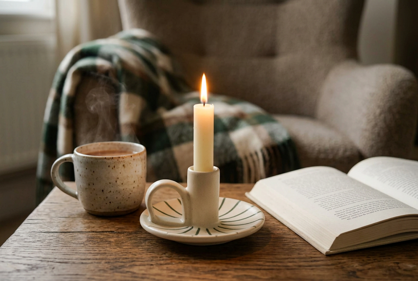 Morgan Wright Wee Willy Winkee Ceramic Candle Holder, Forest Pinstripe
