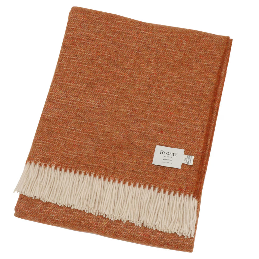 Bronte By Moon Donegal Pure New Wool Throw, Orange