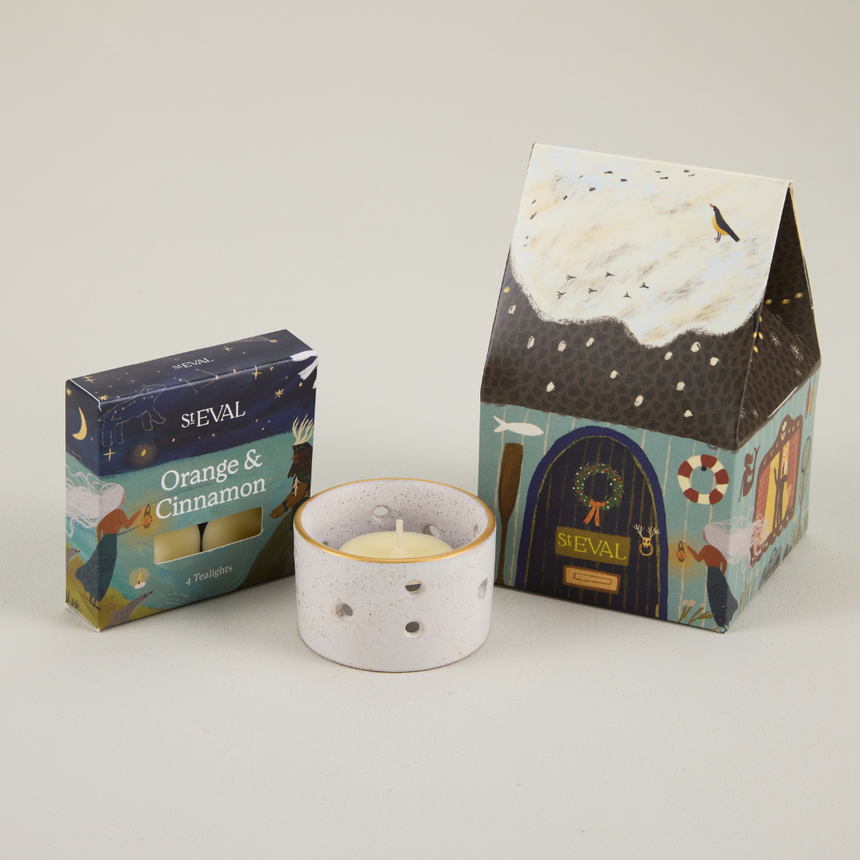 St Eval Christmas Cottage Scented Tealight Gift Pack, Orange & Cinnamon