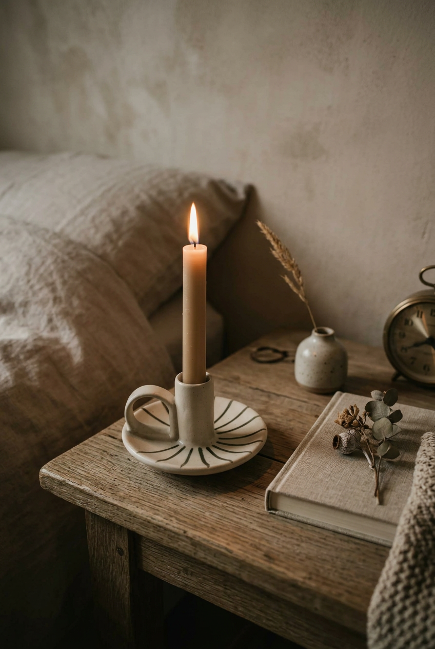 Morgan Wright Wee Willy Winkee Ceramic Candle Holder, Pebble pinstripe