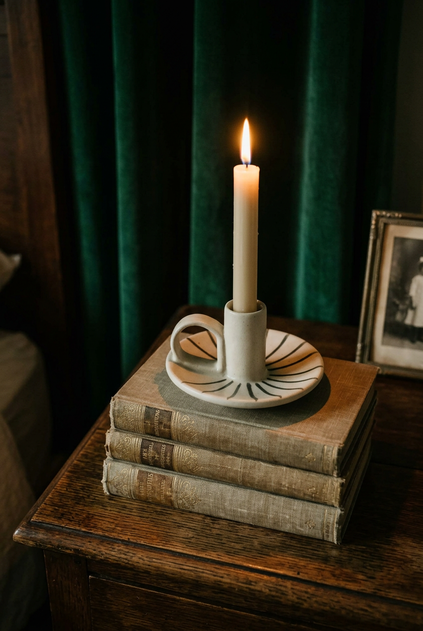 Morgan Wright Wee Willy Winkee Ceramic Candle Holder, Pebble pinstripe