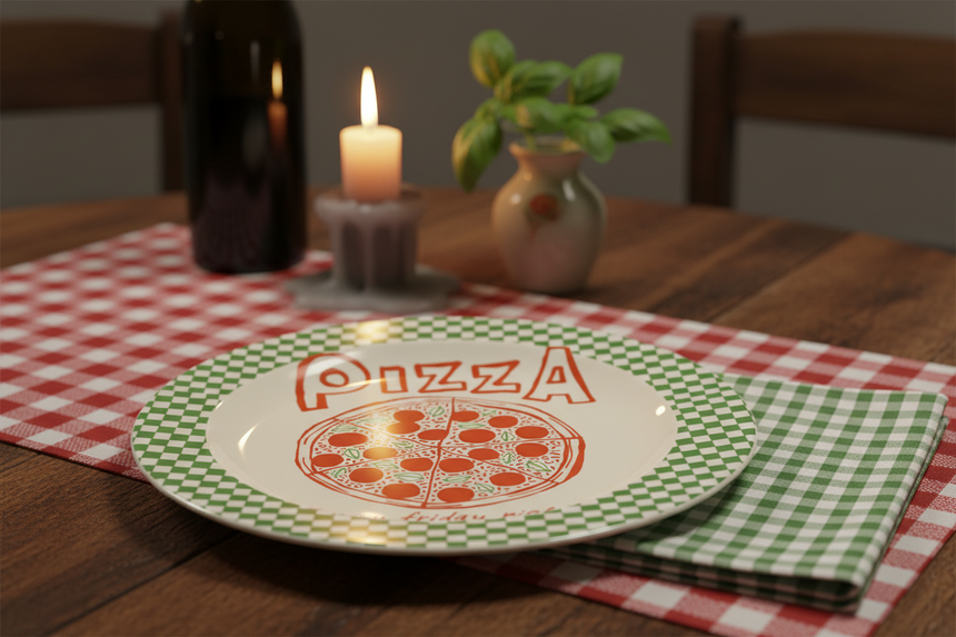 Pizza Every Friday Night! Ceramic Dinner Plate By The Boy & The Bear