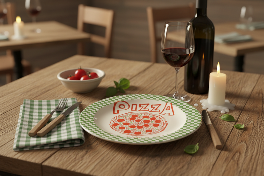 Pizza Every Friday Night! Ceramic Dinner Plate By The Boy & The Bear