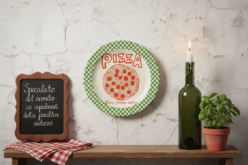 Pizza Every Friday Night! Ceramic Dinner Plate By The Boy & The Bear