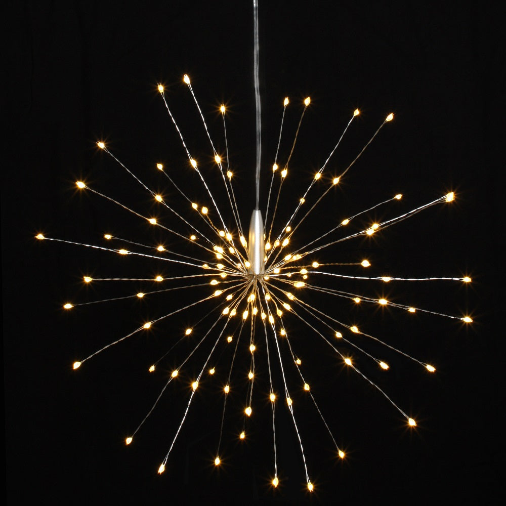 Hanging Starburst LED Fairy Light Silver (Battery Operated)